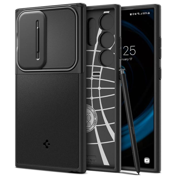 Spigen Optik Armor Camera Slider voor de Samsung Galaxy S24 Ultra - Zwart