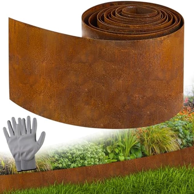 Cortenstalen Grasrand 5m - 14cm Hoog voor Tuin en Gazon