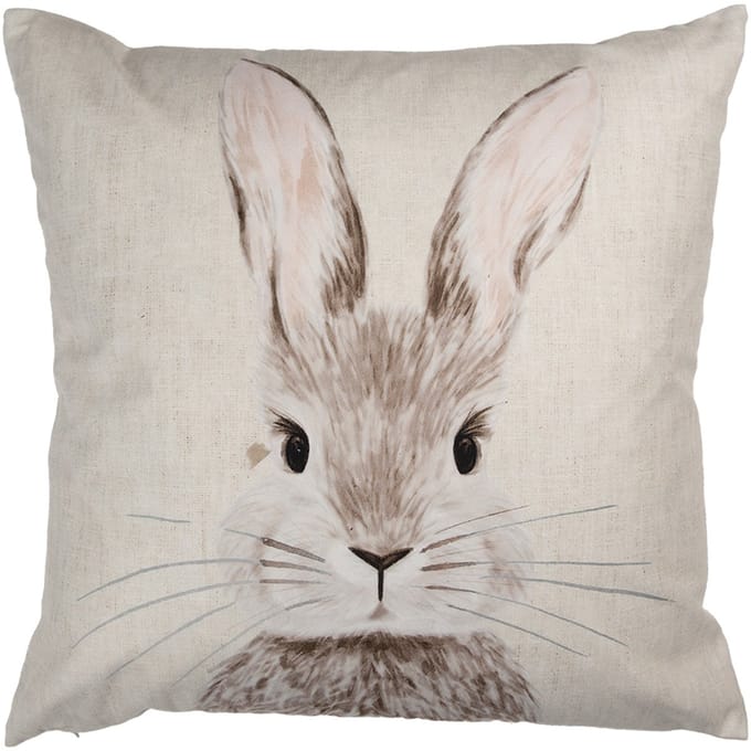 Clayre & Eef Kussenhoes 45x45 cm Beige Polyester Konijn