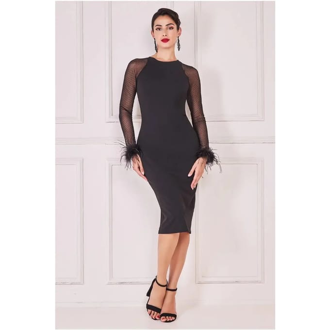 Midi jurk met ronde hals dames Goddiva