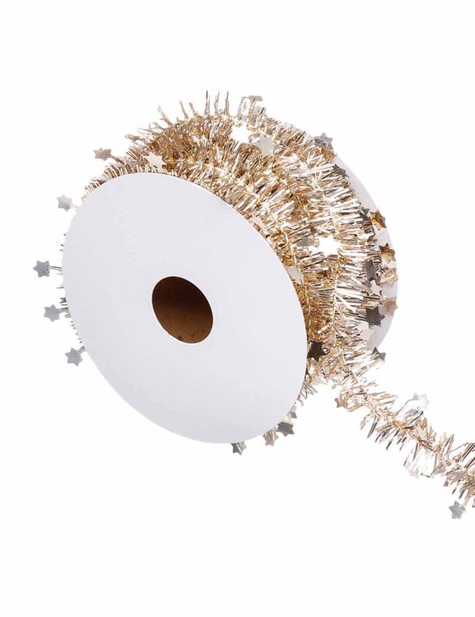 JJA - Gouden kerstboom slinger sterren 3 m glanzend op rol