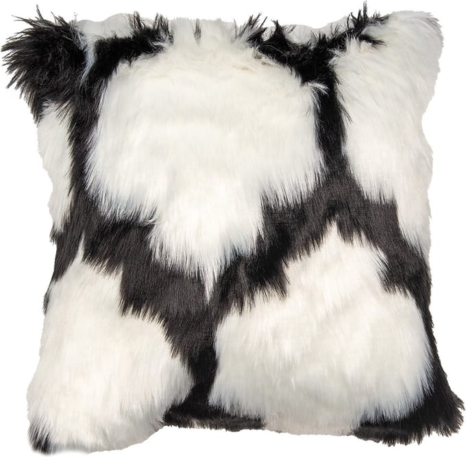 Clayre & Eef Kussenhoes 45x45 cm Wit Zwart Polyester