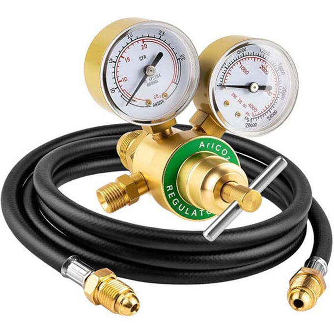 Argon CO2 Regelaar TIG MIG Lassen Gas Dubbele Manometer met 2m Slang CGA580 Inlaat Aansluiting 0 4000PSI Inlaatdruk