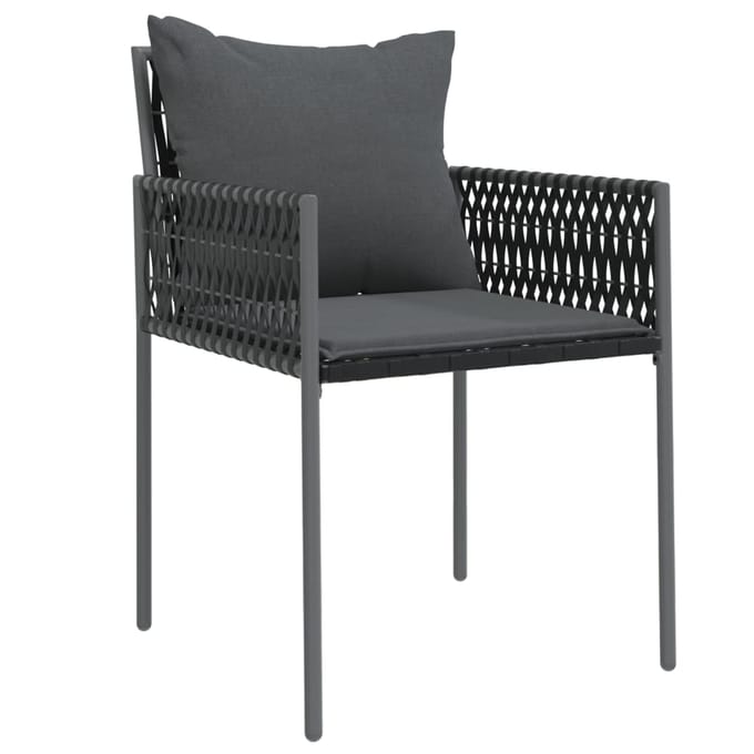 vidaXL - Tuinstoelen - 4 - st - met - kussens - 54x61x83 - cm - poly - rattan - zwart