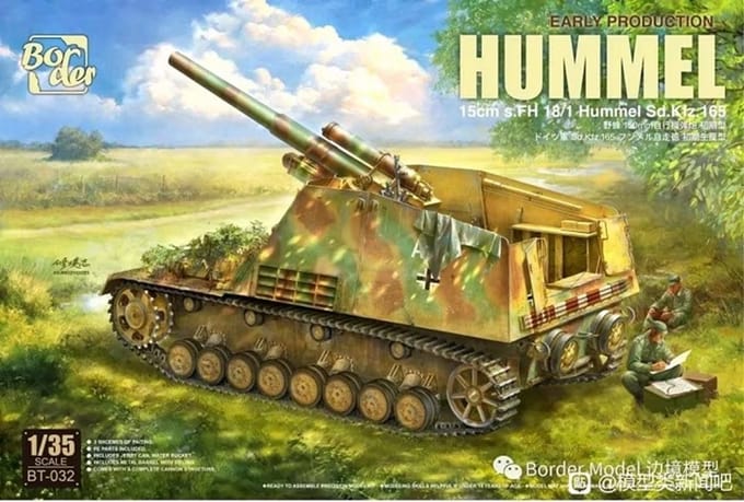 Border Model Modelbouwpakket Militaire voertuigen - BT032 15cm s.FH 18/1 Hummel Sd. Kfz. 165 - Early Production Plastic - 1:35 - Modelbouw