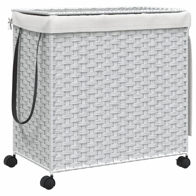 vidaXL - Wasmand - op - wielen - 60x35x60,5 - cm - rattan - wit