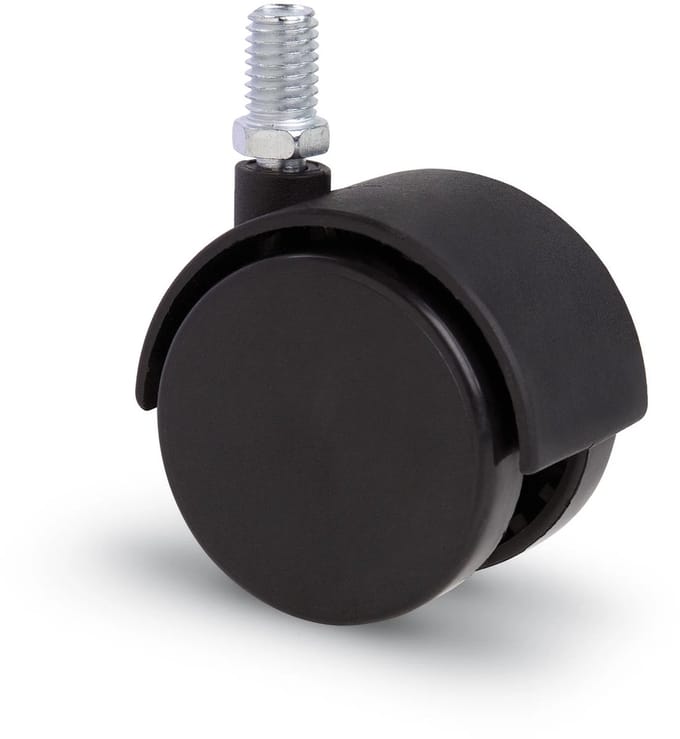 Meubelwiel met kap 40mm Nylon dubbel hard bout M8