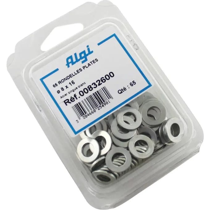 Set van 65 stalen platte ringen Algi