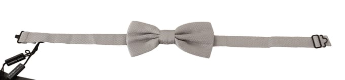 Dolce & Gabbana Heren stropdas zilver grijs 100% zijde verstelbare hals Papillon