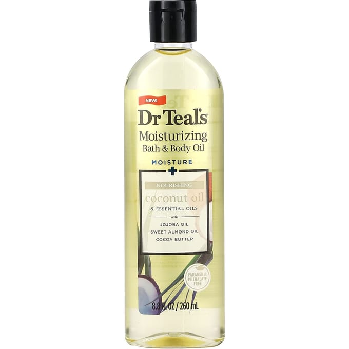 Dr. Teal's, Moisturizing Bath & Body Oil, Coconut Oil, 8.8 fl oz (260 ml) beige