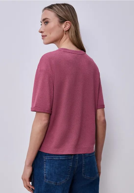 Shirt met ronde hals in gebreide look
