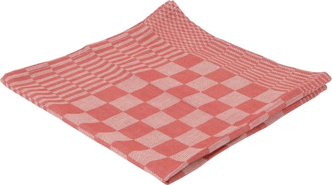 Theedoek 65x65cm rood geblokt - 100% katoen - Set 6 stuks