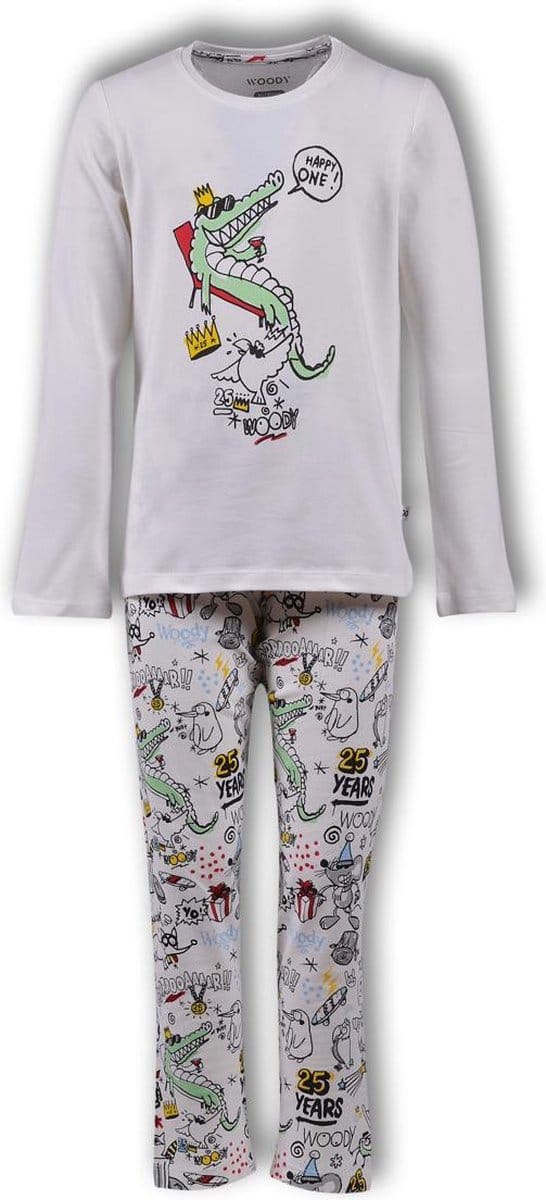 Woody pyjama meisjes – gebroken wit – krokodil – 192-1-CPE-Z/106 – maat 128