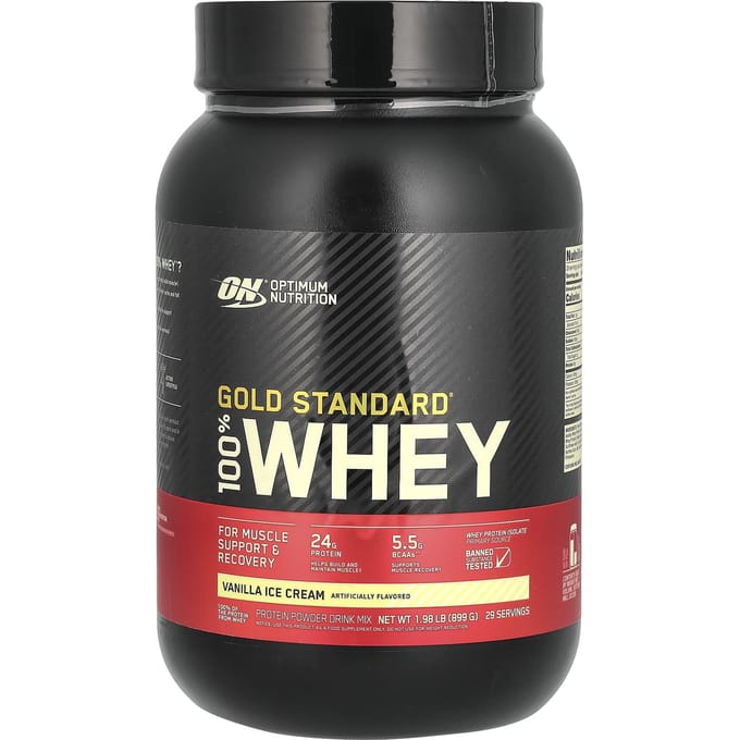Optimum Nutrition, Gold Standard 100% Whey, Glace Vanille, 2 lb (907 g)