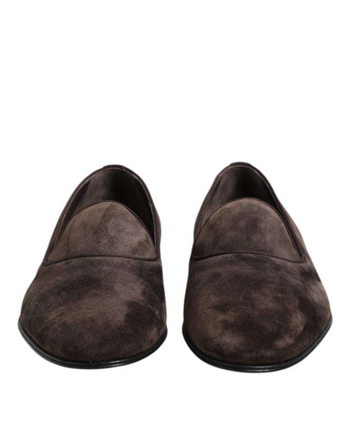 Dolce & Gabbana Bruine Velvet Leren Slip-On Instappers
