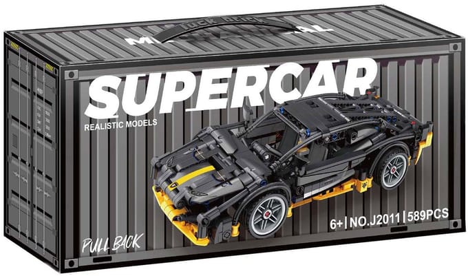 Lobbes bouwstenen sportauto pull back set - 589 stuks speelgoed.