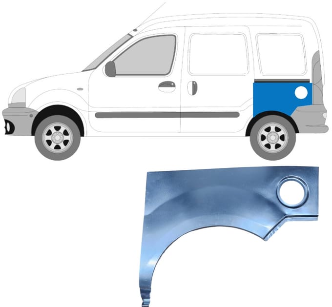 Reparatiepaneel achterspatbord voor Renault Kangoo 1997-2008 / Links