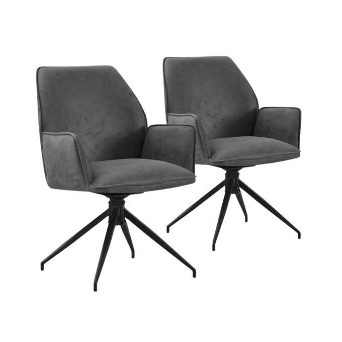 Multifurn Jill Eetkamerstoel Set van 1 - Linnen Antraciet - 57x63x90 cm