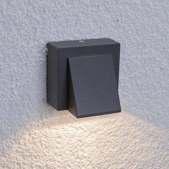 Lucande LED buiten wandlamp Marik, antraciet, metaal, IP54