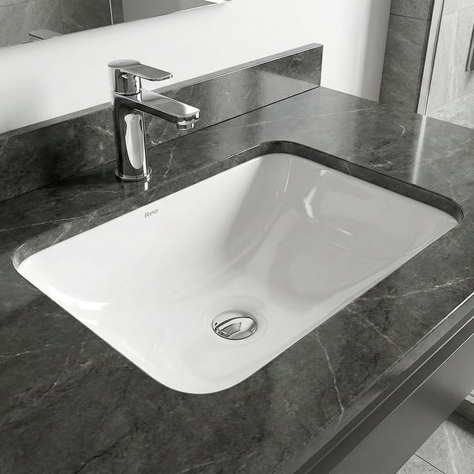 Rea Anabel 46 Sanitair Keramiek Rechthoek - Wastafel - Wit - 46 X 35 X 20 Cm