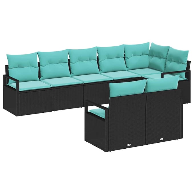 vidaXL Bankstel 8 st Zwart poly rattan