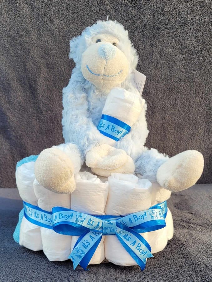 Luiertaart Its a boy - blauw - kruidvat - funnies - sokjes - kraamgeschenk - strik