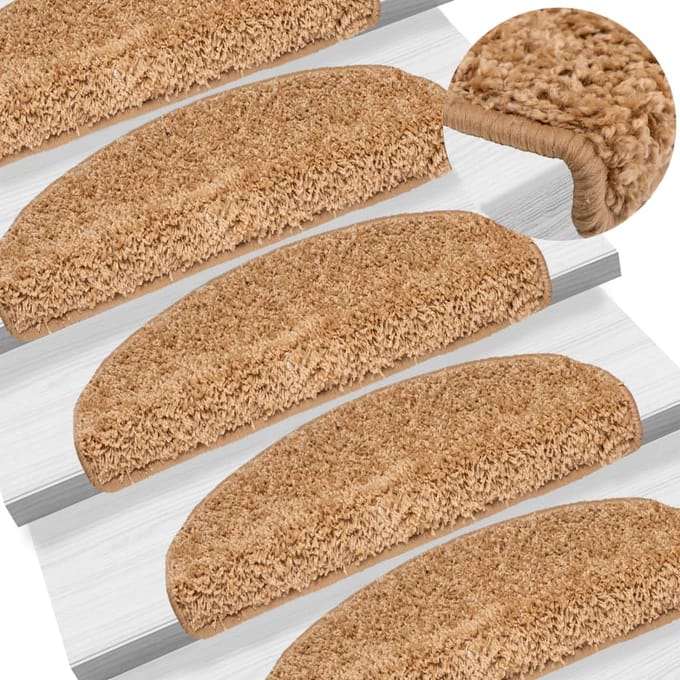 vidaXL - Trapmatten - 15 - st - 65x21x4 - cm - Beige - Halfrond - Groot