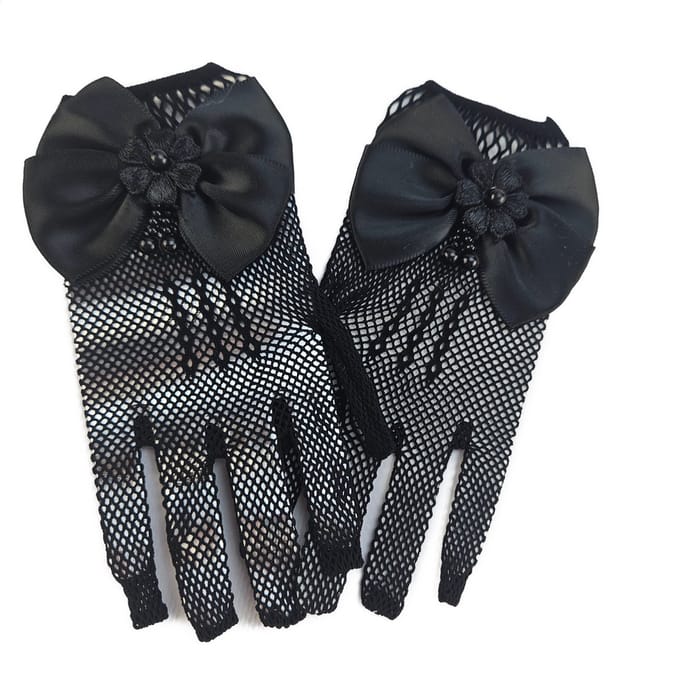 BamBella® - Feest Handschoenen Kant kinderen Meisje kort Zwart