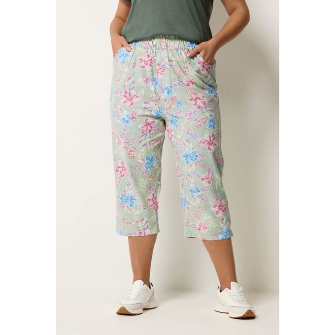 Yours Saliegroene Tropische Cropped Broek Size 48
