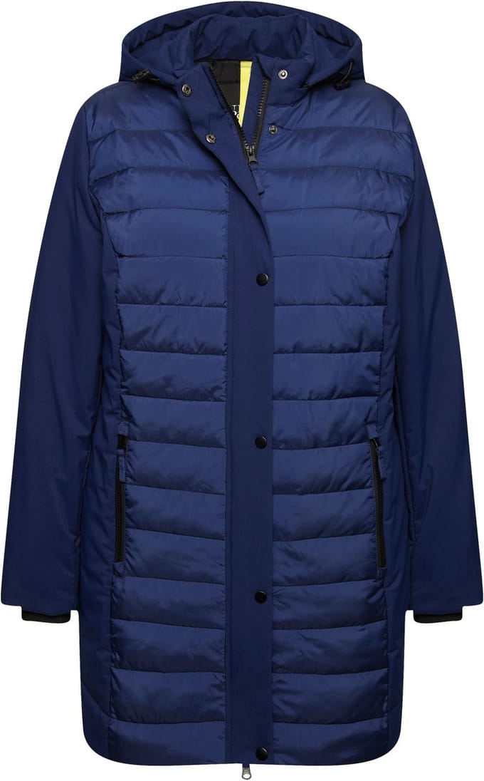 Ulla Popken - Dames - HYPRAR hybride jas stiksel/softshell opstaande kraag - Nachtblauw - Maat 46+