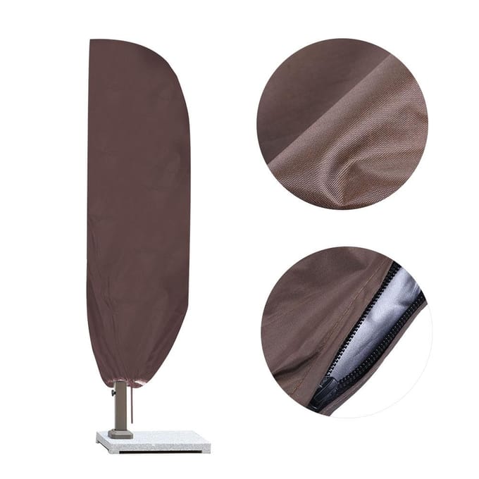Housse Imperméable de Protection pour Parasol de Jardin Extérieur Patio Housse de Pluie(café) white