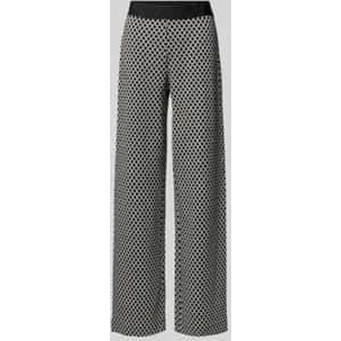 Wide leg stoffen broek met elastische band met label, model 'ELAINE'