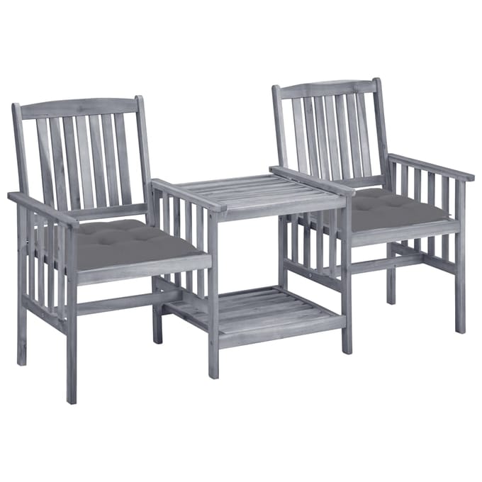 vidaXL - Tuinstoelen - met - tafeltje - en - kussens - massief - acaciahout