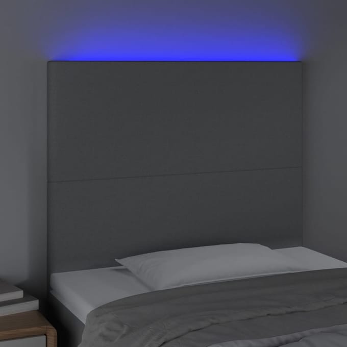 vidaXL - Hoofdbord - LED - 100x5x118/128 - cm - stof - lichtgrijs