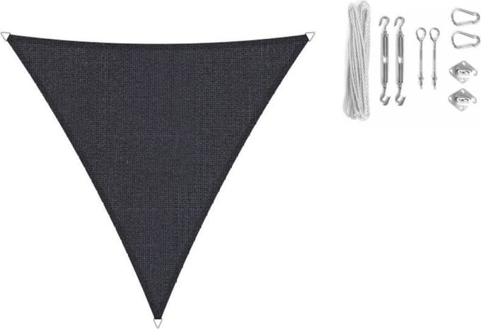 Shadow Comfort driehoek 3x3x3m Carbon Black met Bevestigingsset