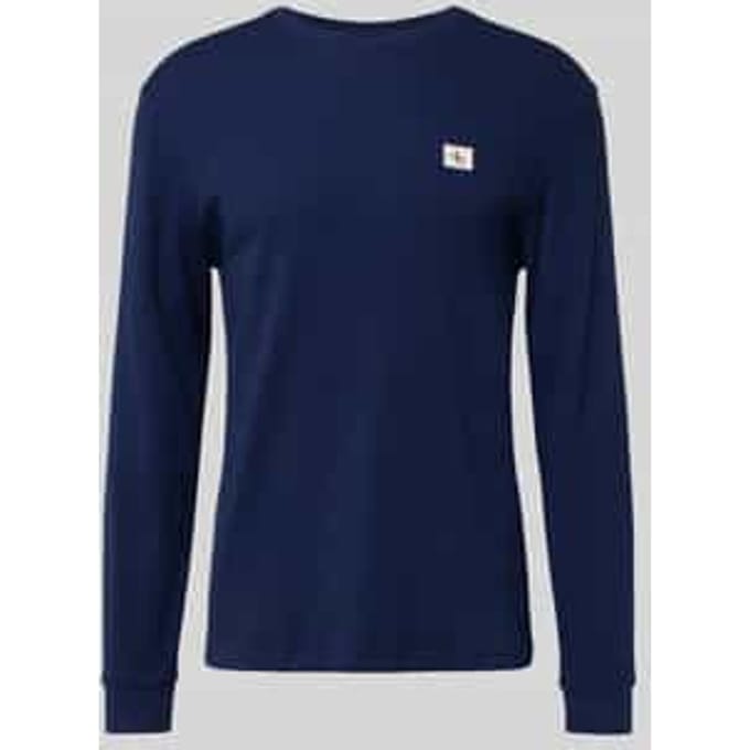 Slim fit shirt met lange mouwen en logopatch, model 'Waffle'