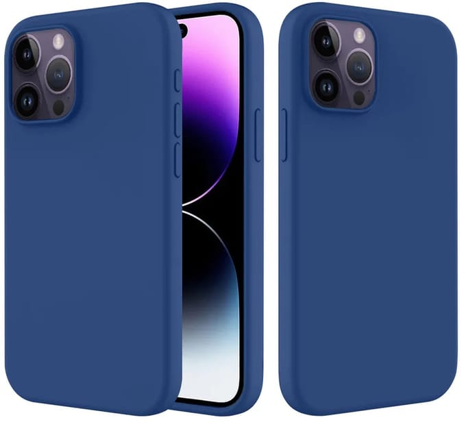 MobyDefend Hoesje - Geschikt voor iPhone 14 Pro - Matte Siliconen Backcover - Blauw