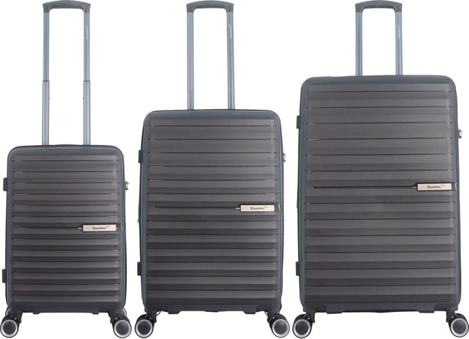 Saxoline Blue Polypropyleen Kofferset Resort / Reiskoffer Set - S/M/L - Anthraciet - Antraciet / Set