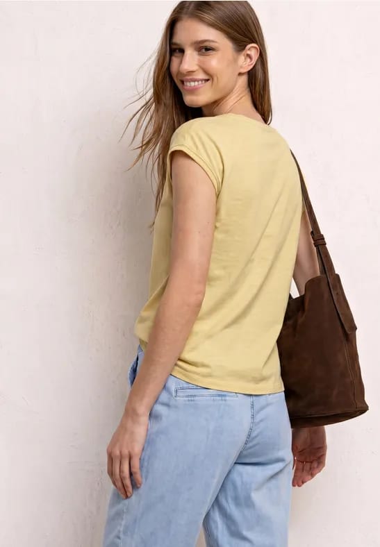 Shirt met boothals en decoratief detail