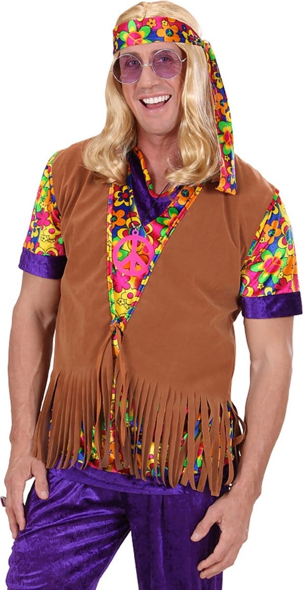 Hippie vestje suede look heren