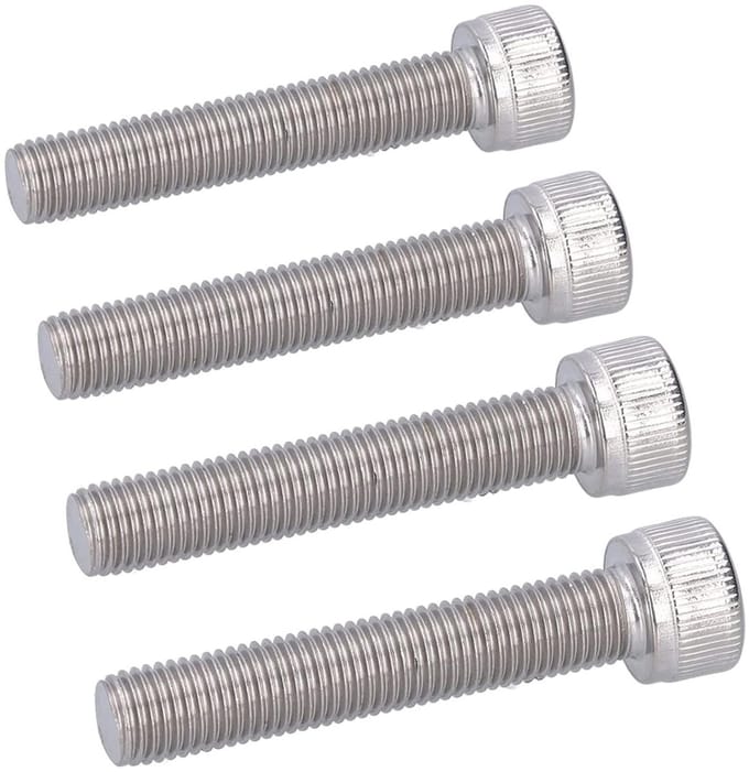M10 1.25mm Fine Stitch Hex Bolt Set van 4 Stuks A2-70 RVS voor Bouwprojecten en Bevestigingen