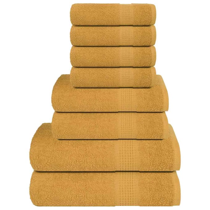 vidaXL - 8-delige - Handdoekenset - FROGN - 360 - g/m² - goud