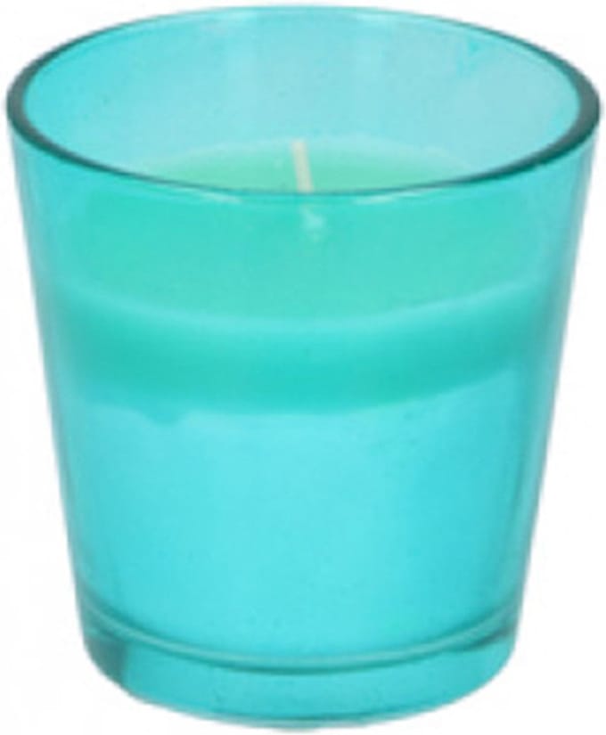 Citronella kaars in glazen pot Blauw