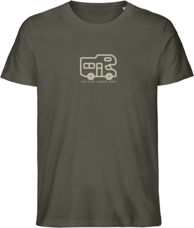 Grappig T Shirt Dames Heren - Camper - Kamperen - Vakantie - Khaki Groen - M