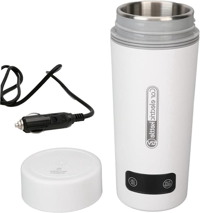 Waterkoker Auto - Reis Waterkoker - Warme Dranken Onderweg - Temperatuurregeling - 450 ml - Wit