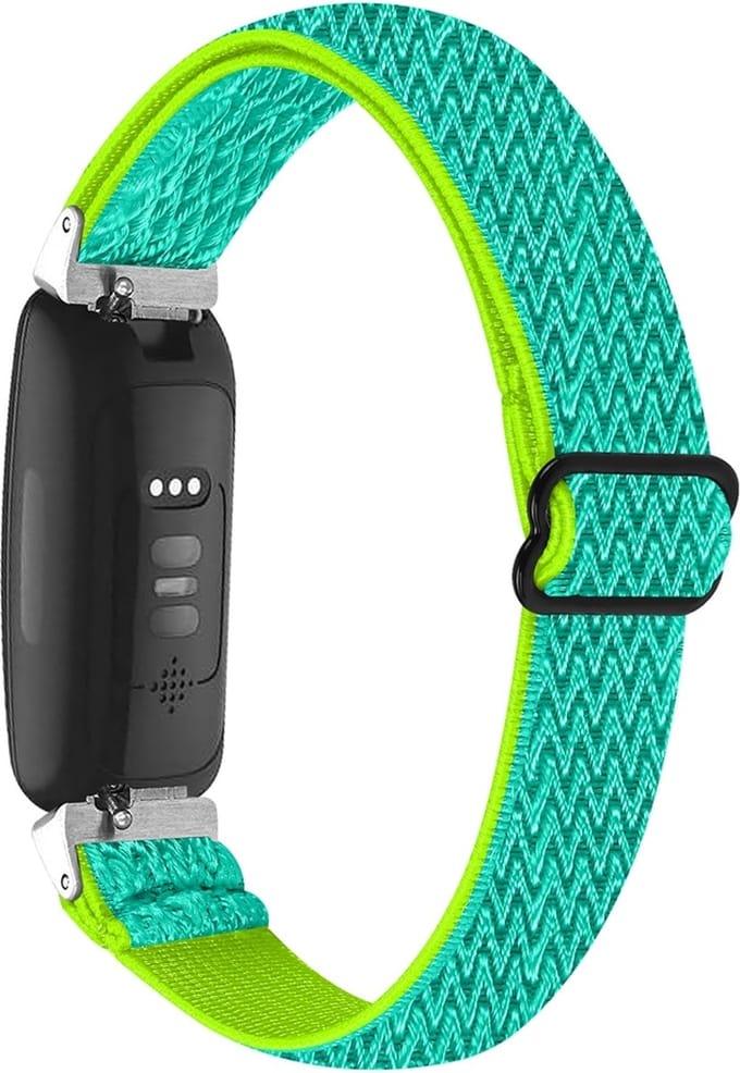 By Qubix - Compatible Fitbit bandje - Geschikt voor fitbit Inspire 3 - Elastische solo loop nylon bandje - Mintgroen
