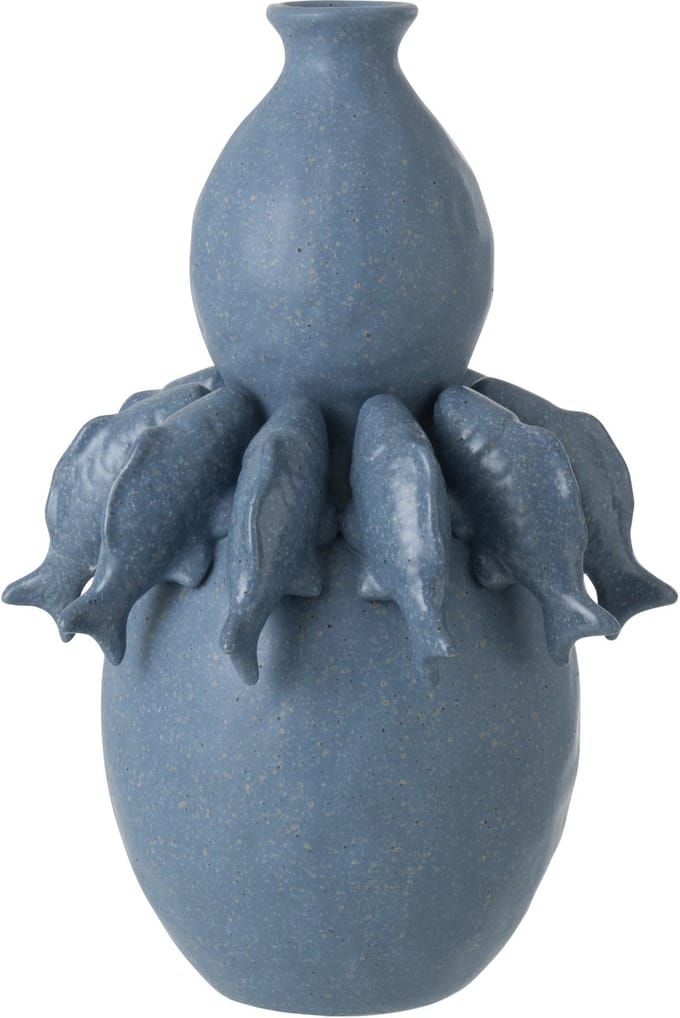 J-Line vaas Vis - keramiek - blauw - large