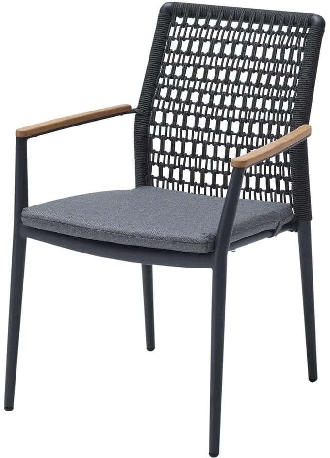 Salta dining tuinstoel rope aluminium antraciet stapelbaar