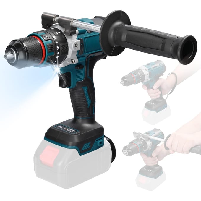 Perceuse à percussion électrique à moteur sans balais rechargeable de 13 mm, tournevis électrique sans fil