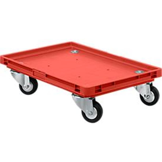 Roll-Fix, massief rubberen wielen, rood, 600 x 400 x 125 mm